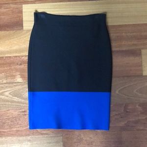 BCBG MaxAzria Blue and Black Bandage Skirt